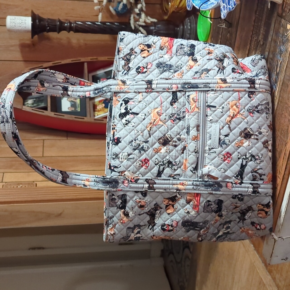 Vera Bradley Best In Show Puppy Dog Print Large Vera Tote Bag Purse Exact